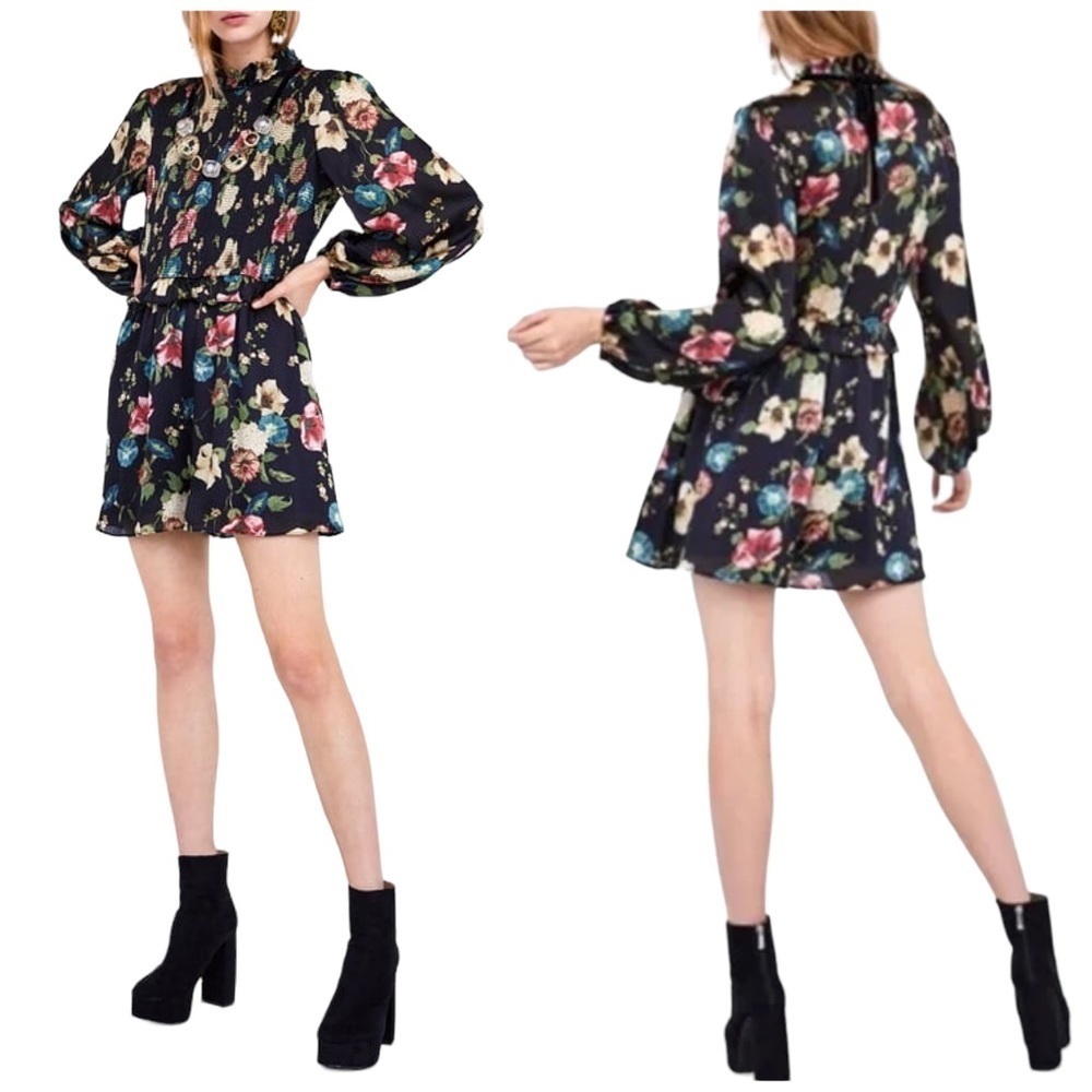 Zara Floral Black Jumpsuit